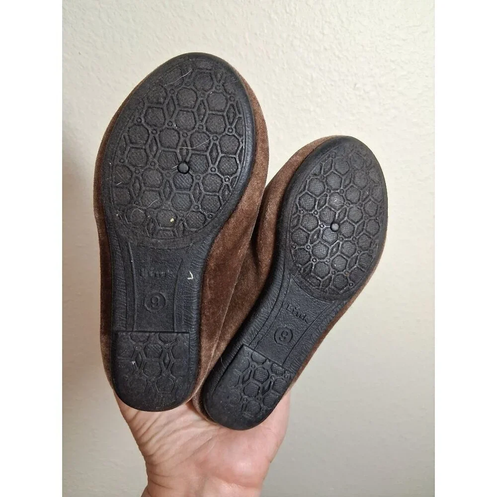 Velvet Slip on Flats Business Casual Retro Formal Boho Y2K Brown Toddler Size 9
